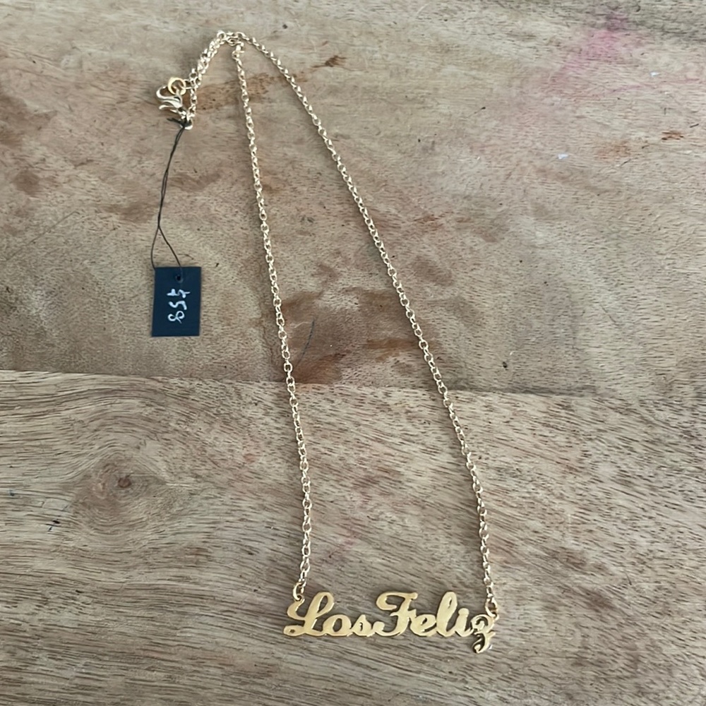 Nameplate necklace gold-plated LosFeliz (Los Angeles) 16”